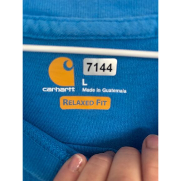 Carhartt Mens Blue Relaxed Fit Cotton T-Shirt Size L - Picture 2 of 7